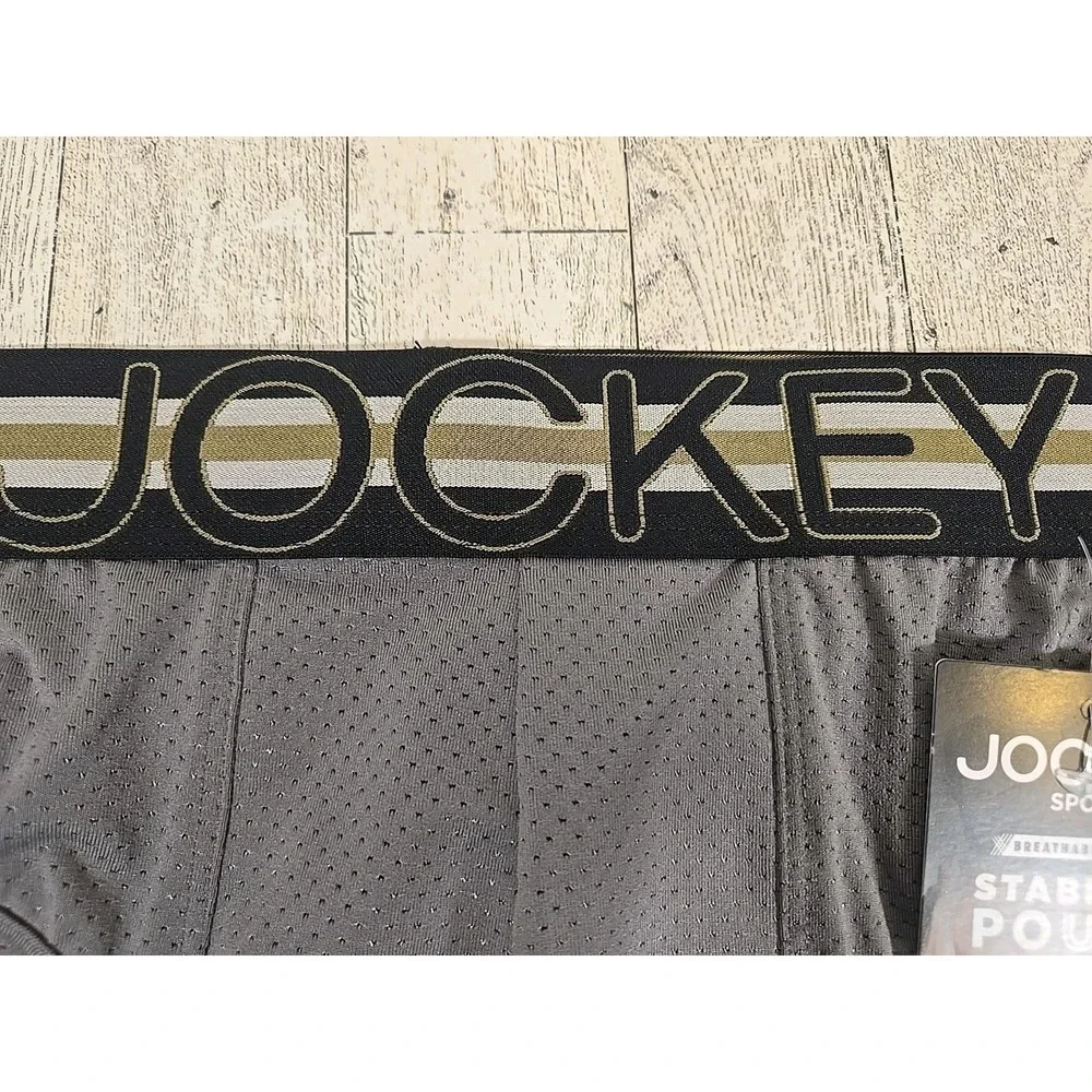 Jockey Sport Underwear XL Brief Stability Pouch Gray Breathable Mesh Lot of 2